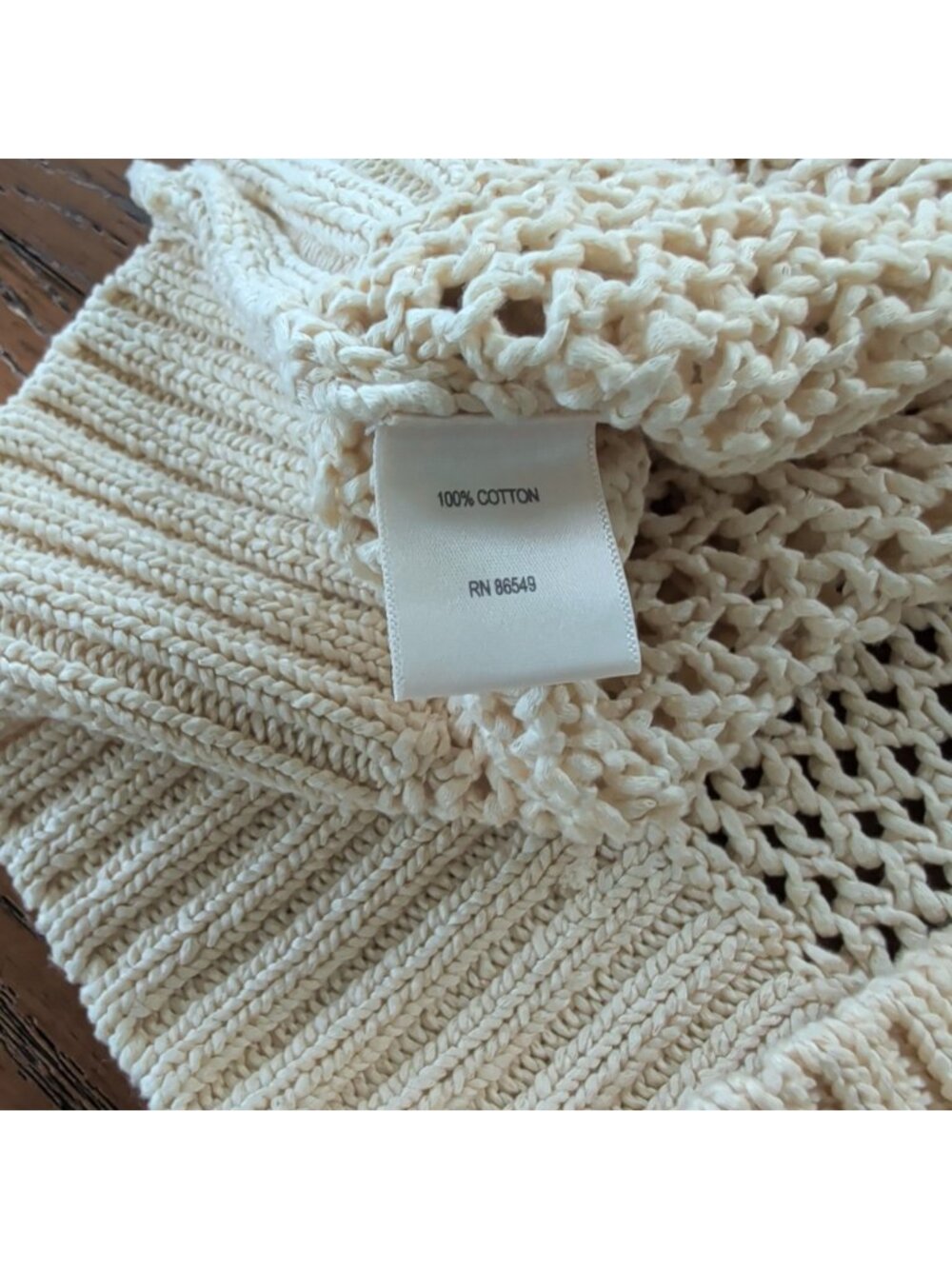 Tommy Bahama Denim Womens M Cream Open Knit V Neck Cotton Sweater Coastal - Picture 9 of 16